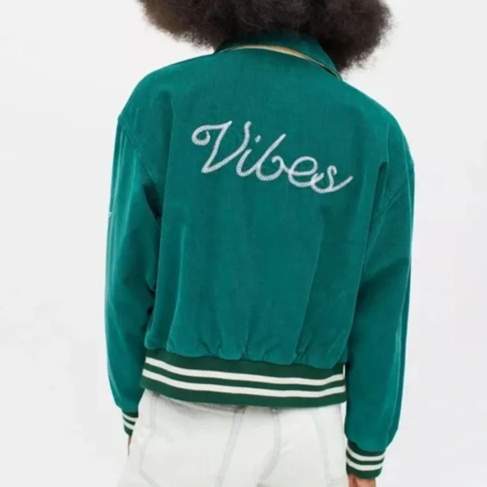 NWT Urban Outfitters BDG Vintage Vibes Green Cord Bomber Jacket SZ XS Z328-2 - Picture 3 of 4